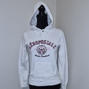 Aeropostale White and Pink Hoodie Sweater for Women